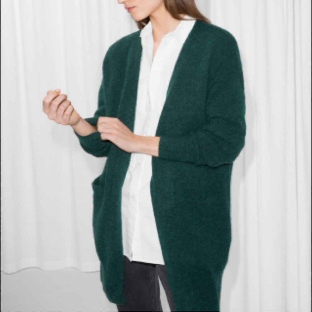 & OTHER STORIES FOREST GREEN MOHAIR LONG CARDIGAN